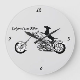 Dachshund Chopper Motorcycle Rider Clock Grote Klok