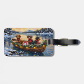 Dachshund Christmas Boat Holiday Bagagelabel (Achterkant horizontaal)
