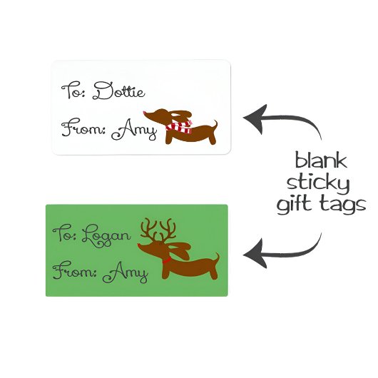 Dachshund Christmas Cadeaux Tags Stickers | Reinde
