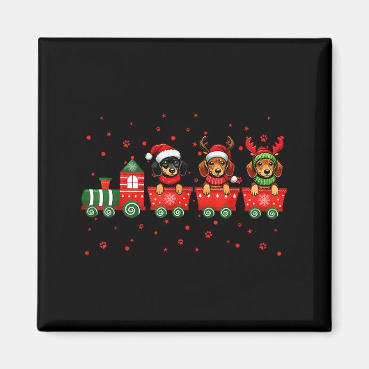 Dachshund Christmas Dog Lights Santa Xmas Pet Dog Magneet (Voorkant)