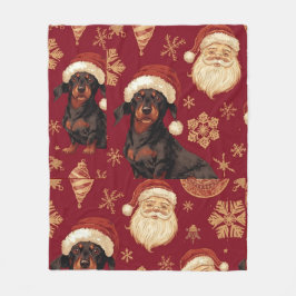 Dachshund christmas fleece deken