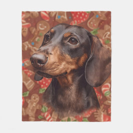 Dachshund christmas fleece deken