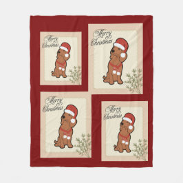 Dachshund christmas fleece deken