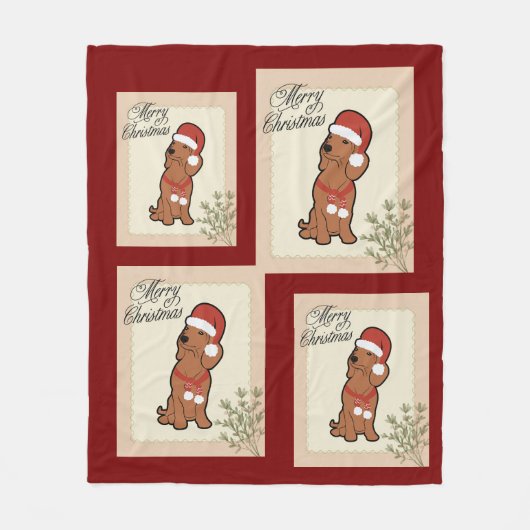 Dachshund christmas fleece deken (Voorkant)