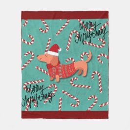Dachshund christmas fleece deken