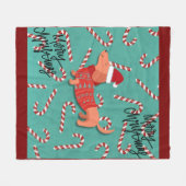 Dachshund christmas fleece deken (Voorkant (Horizontaal))