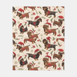 Dachshund christmas fleece deken