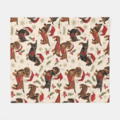 Dachshund christmas fleece deken (Voorkant (Horizontaal))