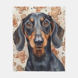 Dachshund christmas fleece deken