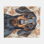 Dachshund christmas fleece deken (Voorkant (Horizontaal))