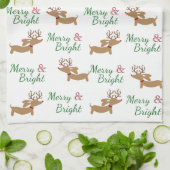 Dachshund Christmas Joyeux & Bright Dish Serviette (Plié)