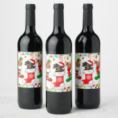 Dachshund Christmas Lights Gift Funny Xmas Dog Lov Wijn Etiket (Flessen)