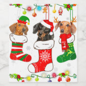 Dachshund Christmas Lights Gift Funny Xmas Dog Lov Wijn Etiket (Enkel label)