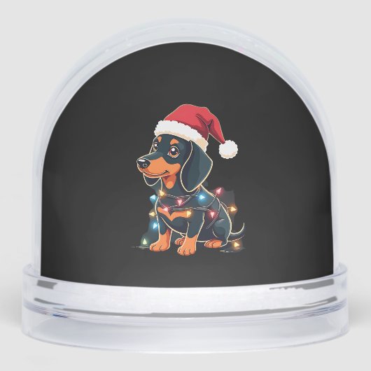 Dachshund Christmas Lights Santa Hat Xmas Dog Love (Avant)