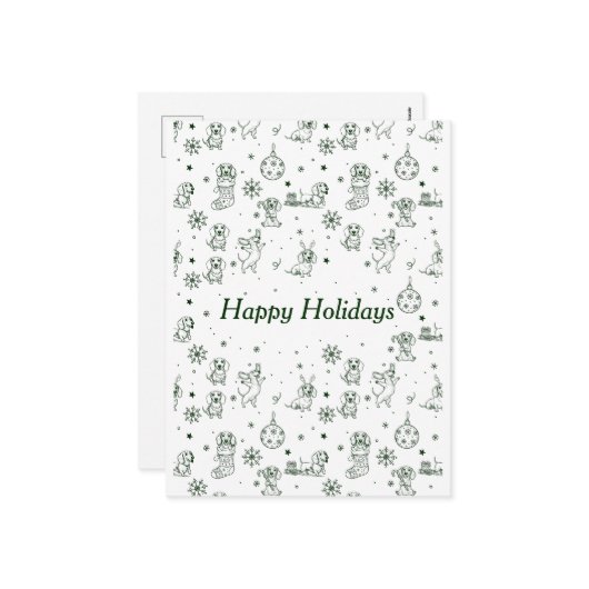 Dachshund  Christmas pattern Feestdagenkaart (Voorkant / Achterkant in situ)