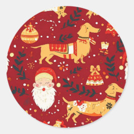 Dachshund christmas ronde sticker