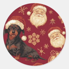 Dachshund christmas ronde sticker