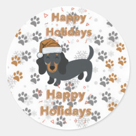 Dachshund christmas ronde sticker