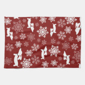 Dachshund Christmas Snowflake Red Dish Serviette (Horizontal)