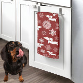 Dachshund Christmas Snowflake Red Dish Serviette