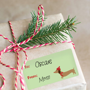 Dachshund Christmas Sticky Cadeau Tags Étiquette