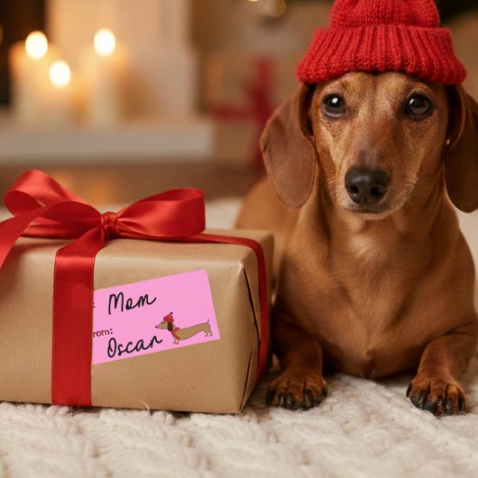 Dachshund Christmas Sticky Cadeau Tags Étiquette