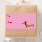 Dachshund Christmas Sticky Cadeau Tags Étiquette (En situation)