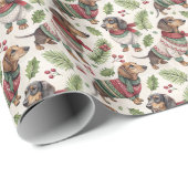 Dachshund Christmas Wrapping Paper Cadeaupapier (Rol Hoek)