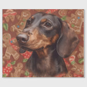 Dachshund christmas wrapping paper cadeaupapier (Vlak)