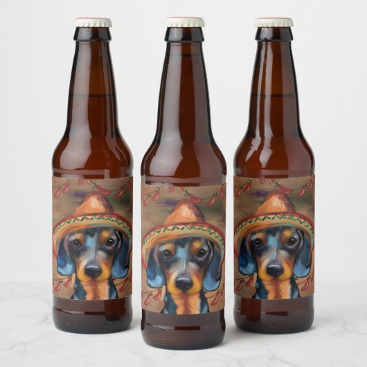 Dachshund Cinco de Mayo Bier Etiket (Flessen)