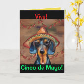 Dachshund Cinco de Mayo Kaart (Gele Bloem)