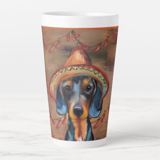 Dachshund Cinco de Mayo Latte Mok (Voorkant)
