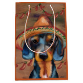 Dachshund Cinco de Mayo Medium Cadeauzakje (Voorkant)