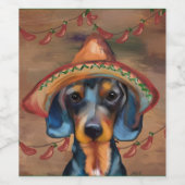 Dachshund Cinco de Mayo Wijn Etiket (Enkel label)