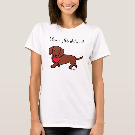 Dachshund Coeur Saint-Valentin Tshirt Cartoon (Devant)
