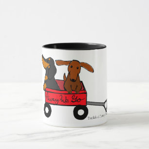 Dachshund Coffee Cup Mok Rode Wagon
