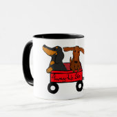 Dachshund Coffee Cup Mok Rode Wagon (Voorkant links)