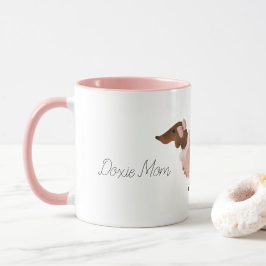 Dachshund Coffee Mok| Doxie Cup Mok (Met donut)
