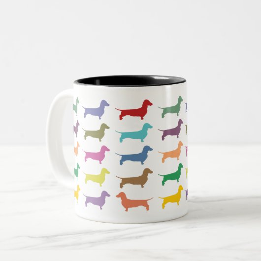 Dachshund Confetti Two-Tone Mok (Voorkant links)