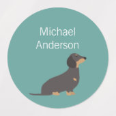 Dachshund couleurs chien imperméable étiquette (Design 2)