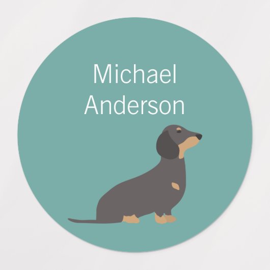 Dachshund couleurs chien imperméable étiquette (Design 2)