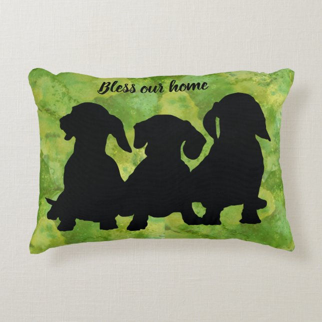Dachshund Coussin Silhouette Maison cadeau de réch (Devant)