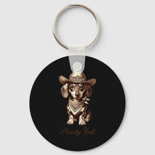 Dachshund Cowboy Schattige Sausage Dog Cowboy Wein Sleutelhanger