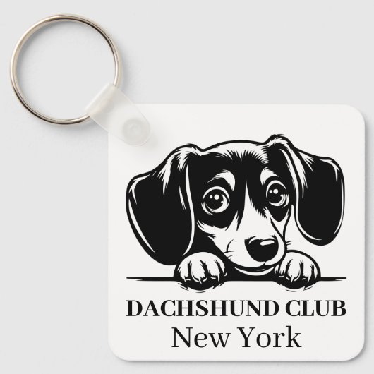 Dachshund Custom Club Thema sleutelhanger (Voorkant)