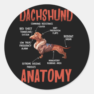 Dachshund Cute for Wiener Doxie Lovers Anatomy Ronde Sticker