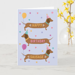 Dachshund Cute Happy Birthday Sause Dog-kaart Kaart