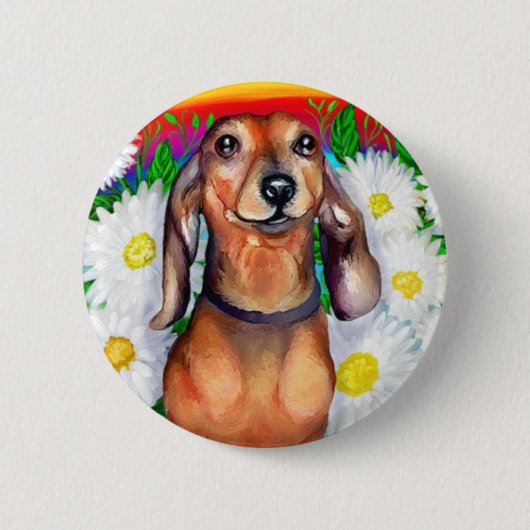 Dachshund Daisy Patch Ronde Button 5,7 Cm (Voorkant)