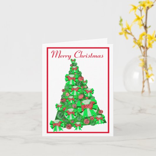 Dachshund Daxie Hond Silhouet Kerstboom Groen Kaart (Gele Bloem)