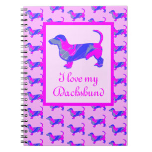 Dachshund/Daxie Hondenliefhebber Roze/Blue Silhoue Notitieboek