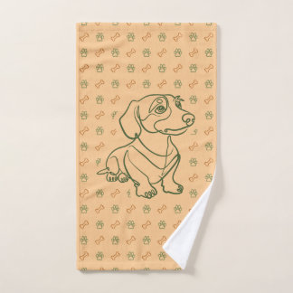 Dachshund decoratieve lijn kunstpatroon bad handdoek